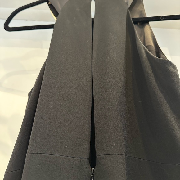 Halston Heritage Black Long Crepe Dress with Gold Belt high slit size 4 - Picture 12 of 16